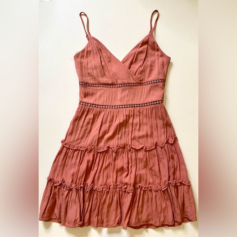 Mi Ami pink Elegant Sleeveless Dress with Ruffle Accents size XXS